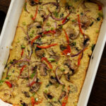 close-up of moong dal frittata in the pan after cooking