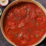 pan of vegan Kashmiri lal paneer