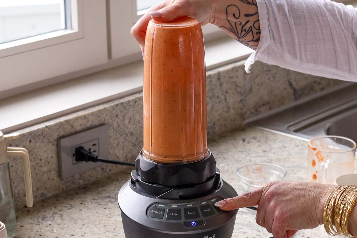 blending the sauce ingredients