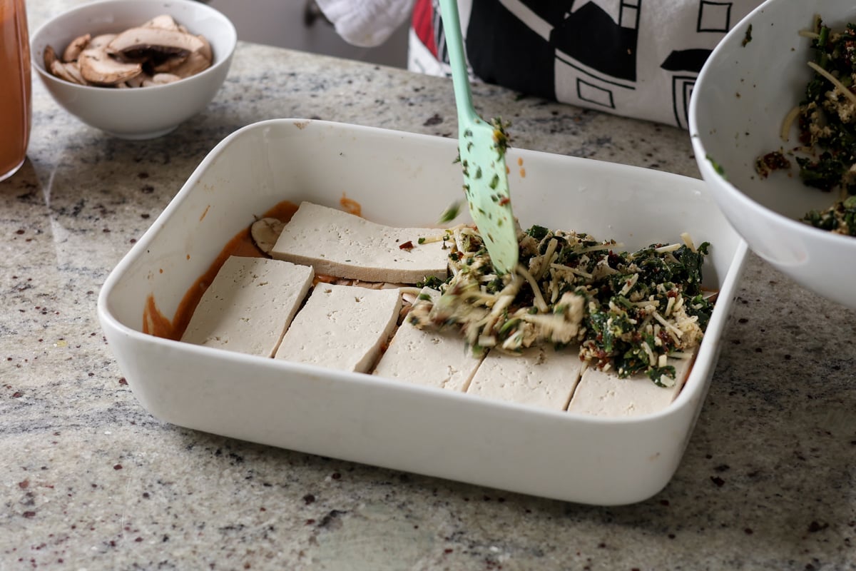 layering on the spinach filling