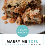 marry me tofu on a plate, text overlay