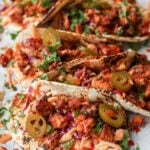 gochujang tacos on a piece of parchment paper