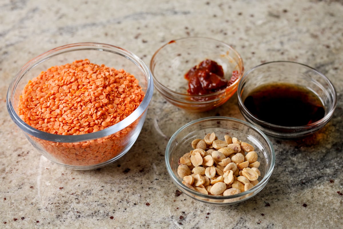 peanut gochujang savory lentil granola ingredients