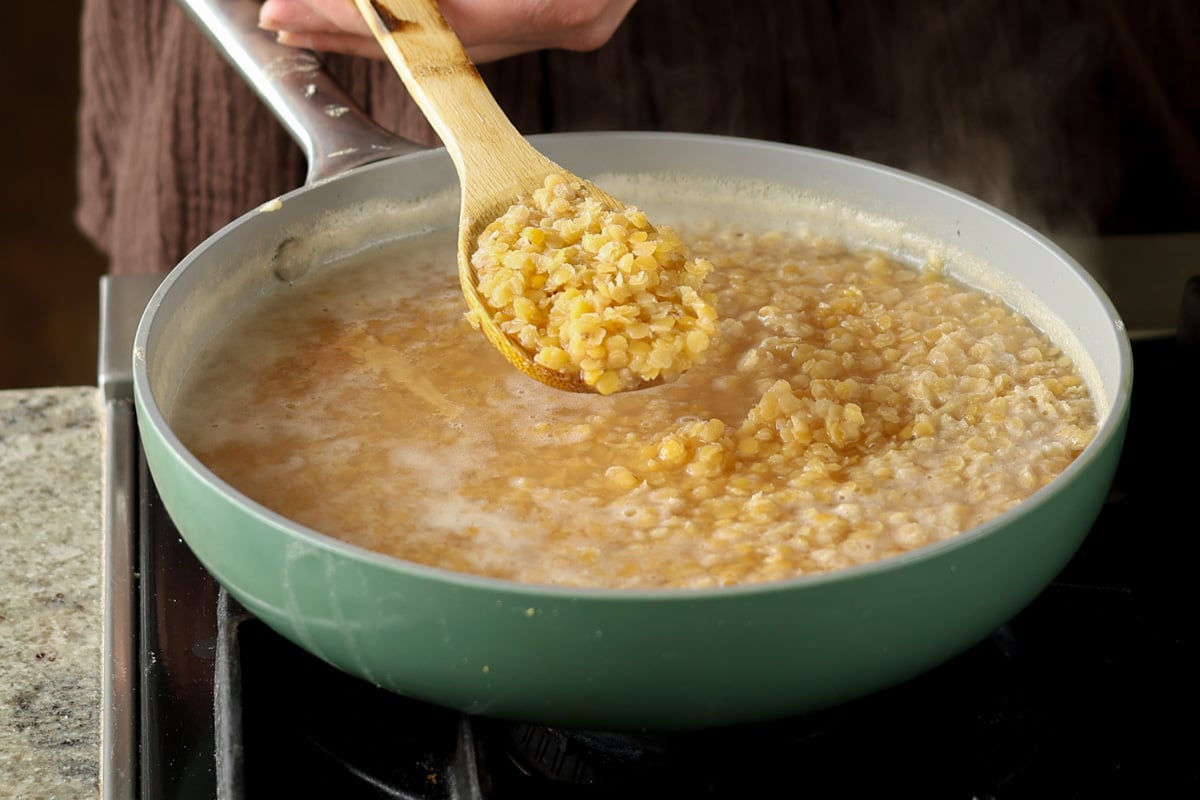 split red lentils, cooked to al dente