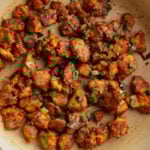 tofu majestic in the pan after cooking in the sauce