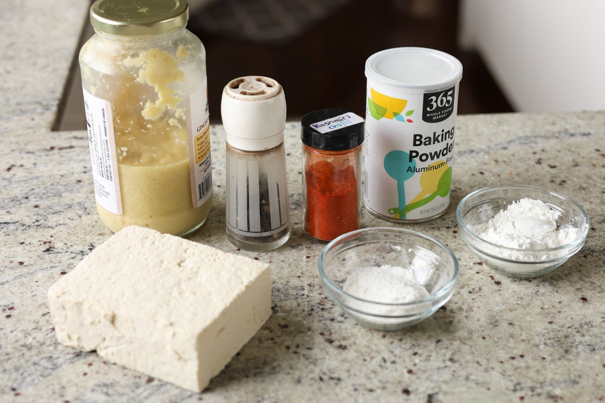 tofu majestic ingredients on the kitchen counter