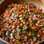 mango chickpea salad in a serving bowl