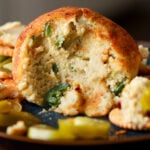 jalapeno popper cheese ball with scoops taken out, so you can see the inside texture