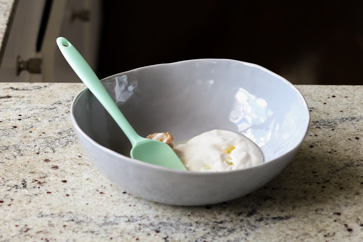 wet ingredients in the bowl