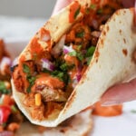 tortilla stuffed with cajun sheet pan beans veggies