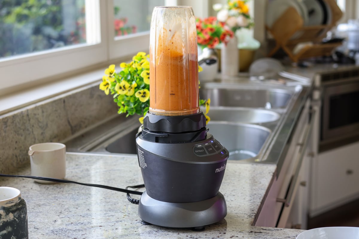 blended creamy chipotle lime dressing in the blender