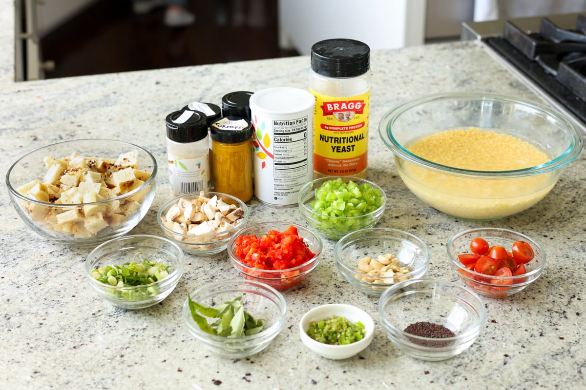 moong egg muffin ingredients on the kitchen counter