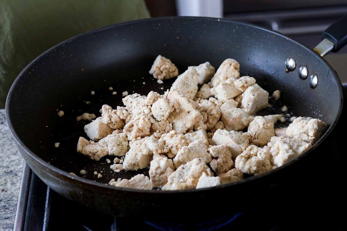 tofu in the pan