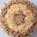 Italian cream cake on a dessert stand