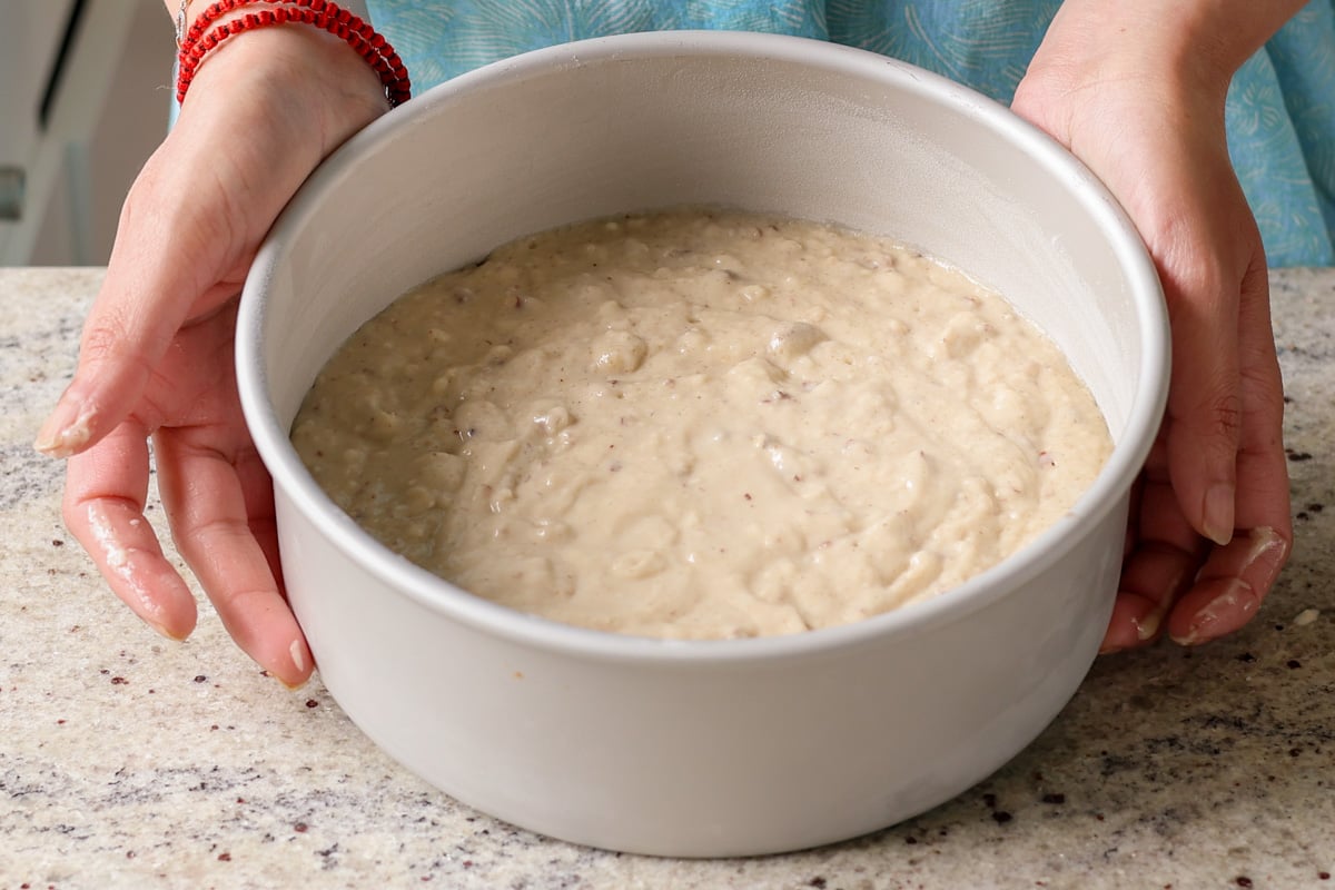 Italian wedding cake, ready to go into the oven