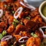 close-up of vegan chicken 555 on a plate