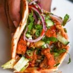 wrap made with veggies and vegan chicken 555