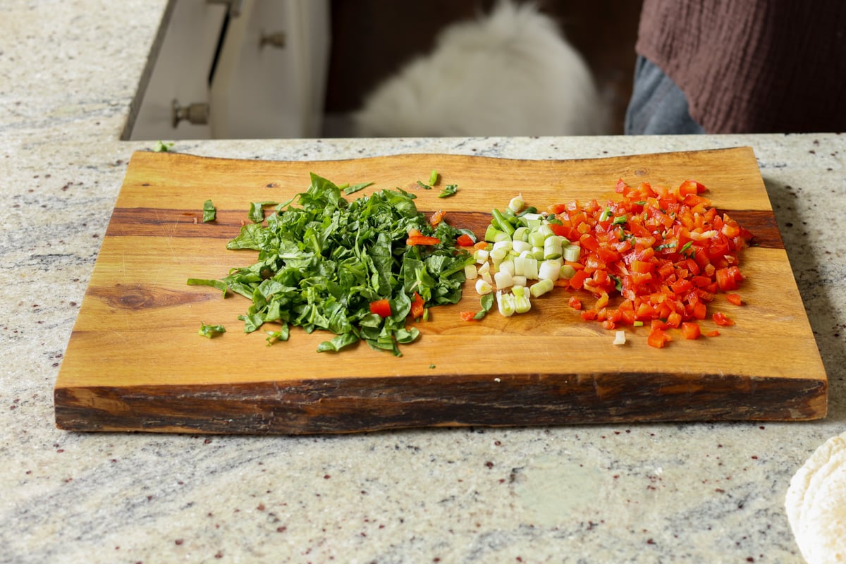 chopped veggies for filling