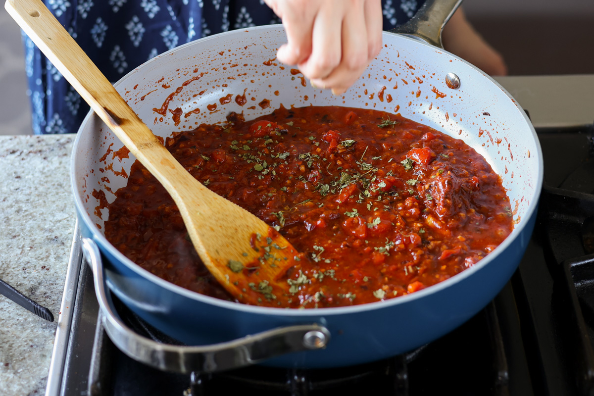 adding salt to the pan