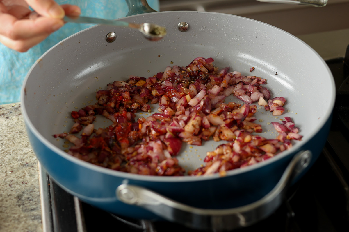adding herbs to the aromatics