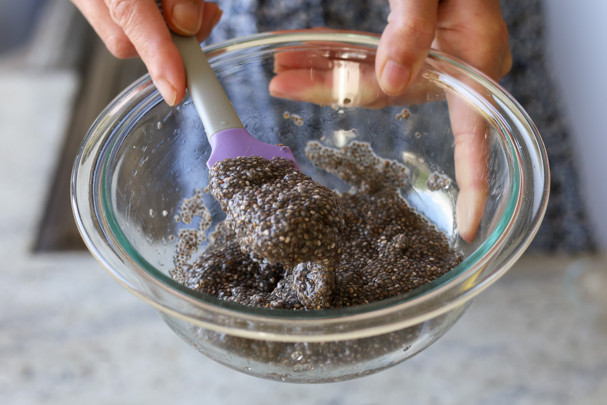 bowl of thickened chia seeds