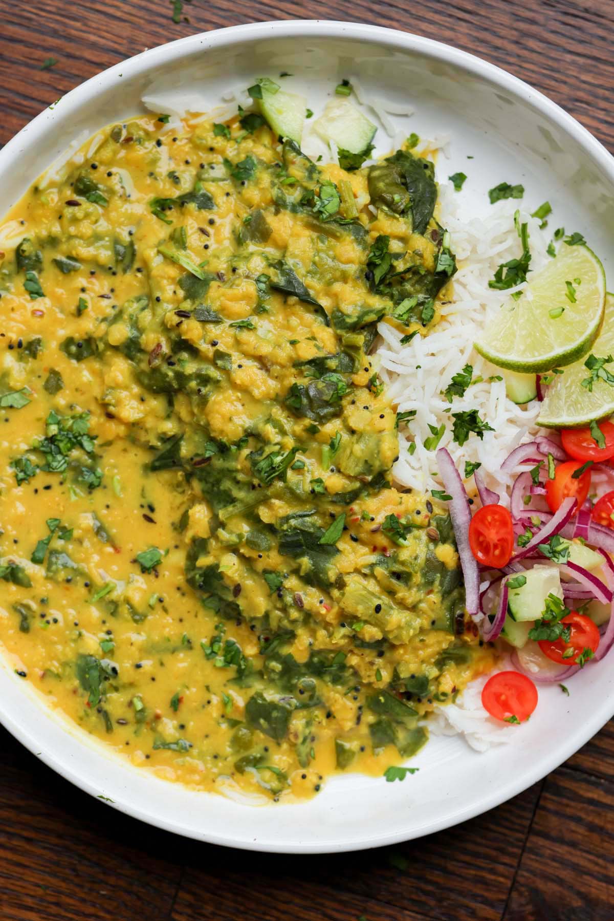 Golden Red Lentil Dal (Turmeric Spinach Dal)