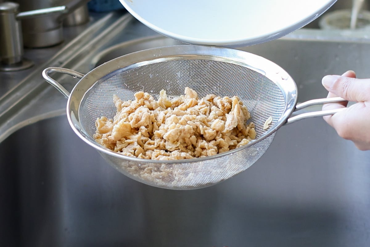 draining the soy curls