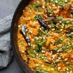 close-up of Indian-inspired white bean stew in the pan