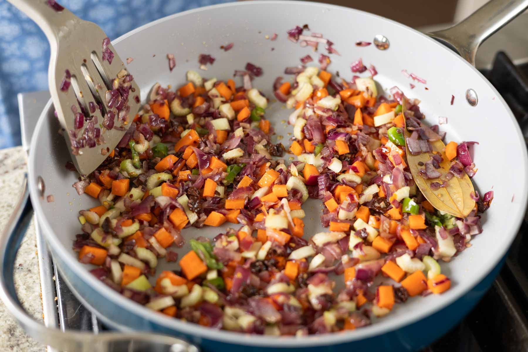 veggies in the pan after cooking