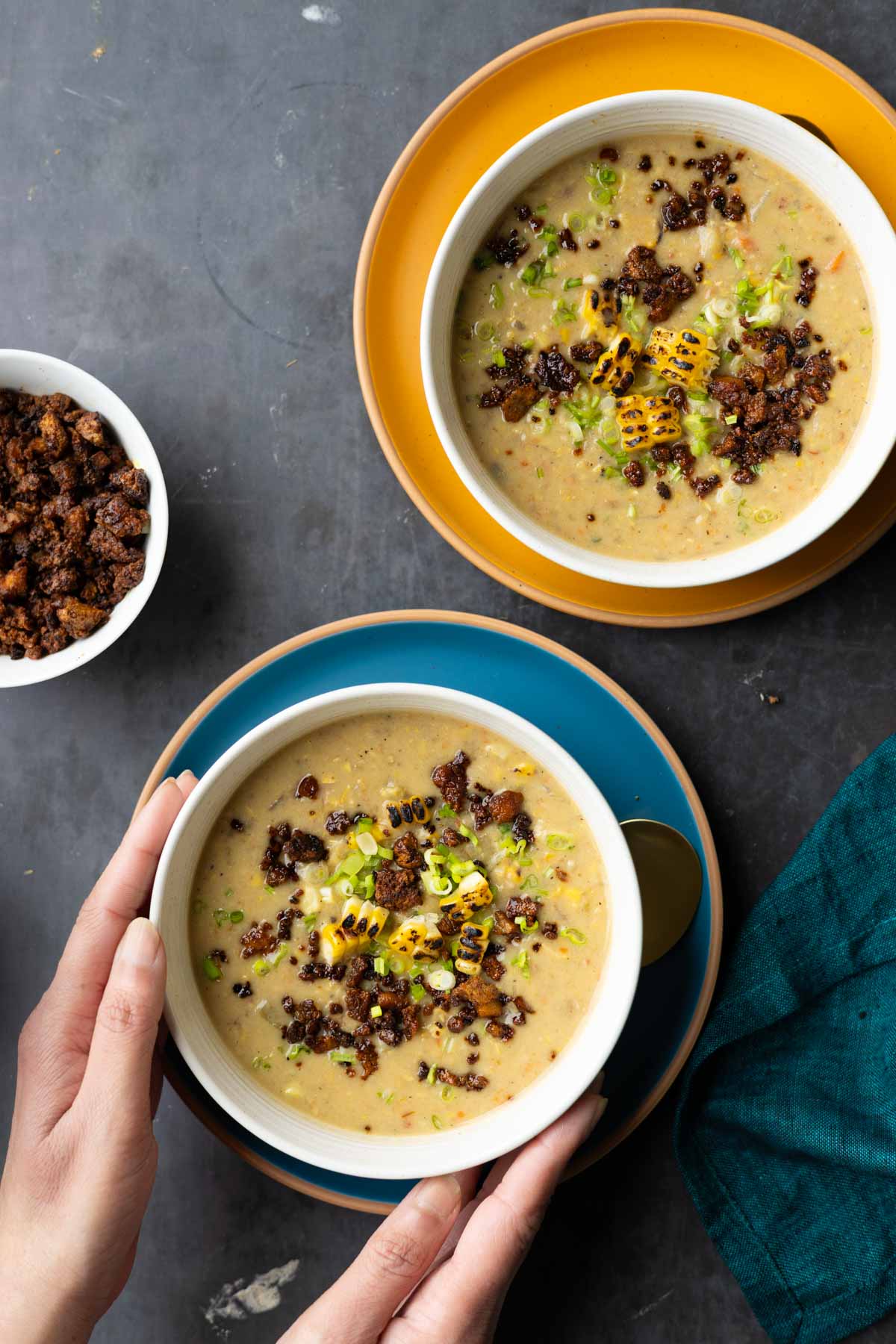 Chowder Rso Bit Creamy Corn Chowder with Smoky Tofu Bacony Bits