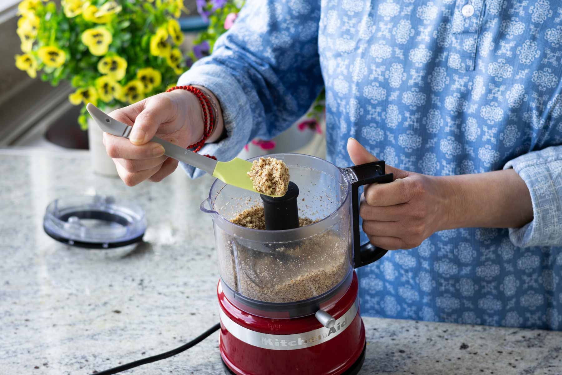 showing the texture of the walnuts after processing