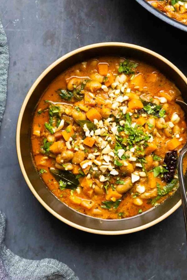 bowls of Indian-inspired white bean stew