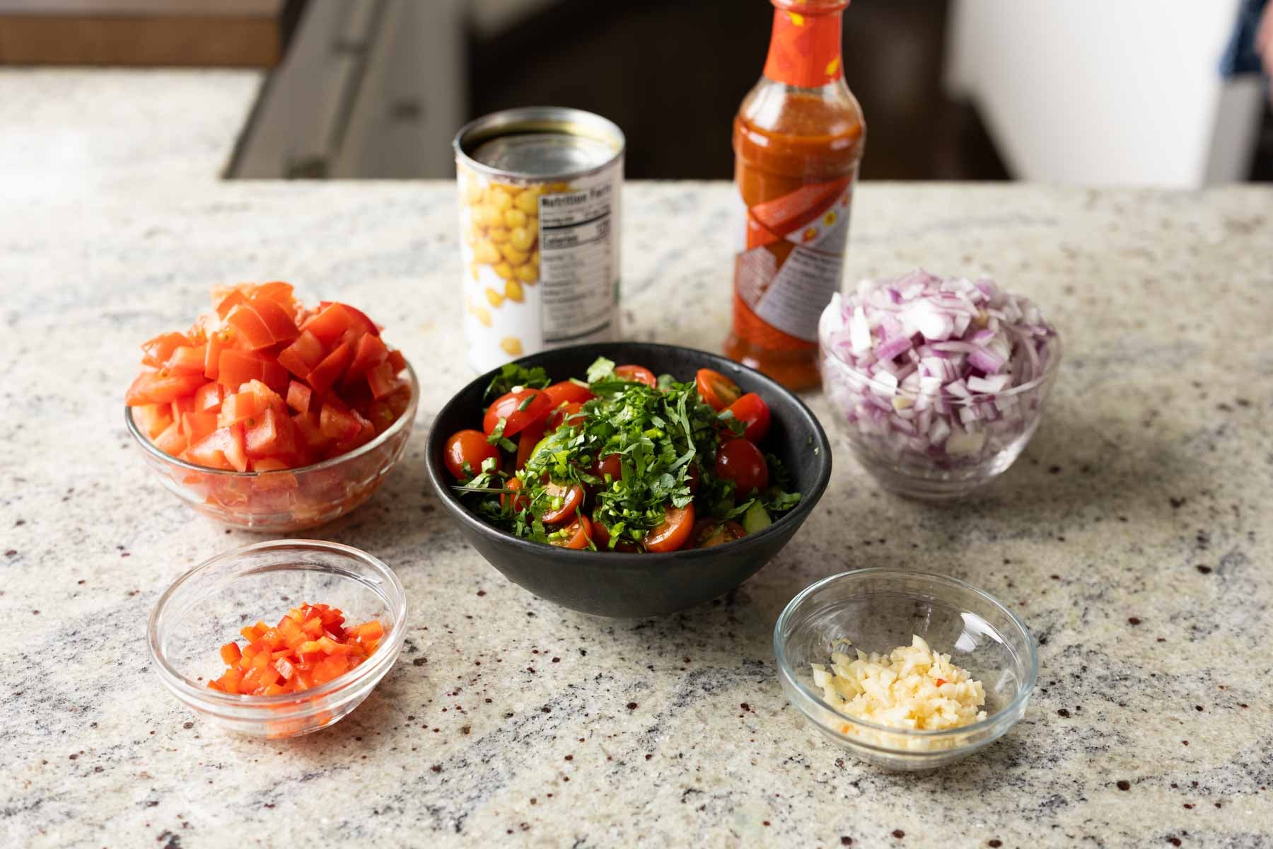 peri-peri chickpeas ingredients on the kitchen counter