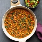 peri-peri chickpeas in the pan after cooking