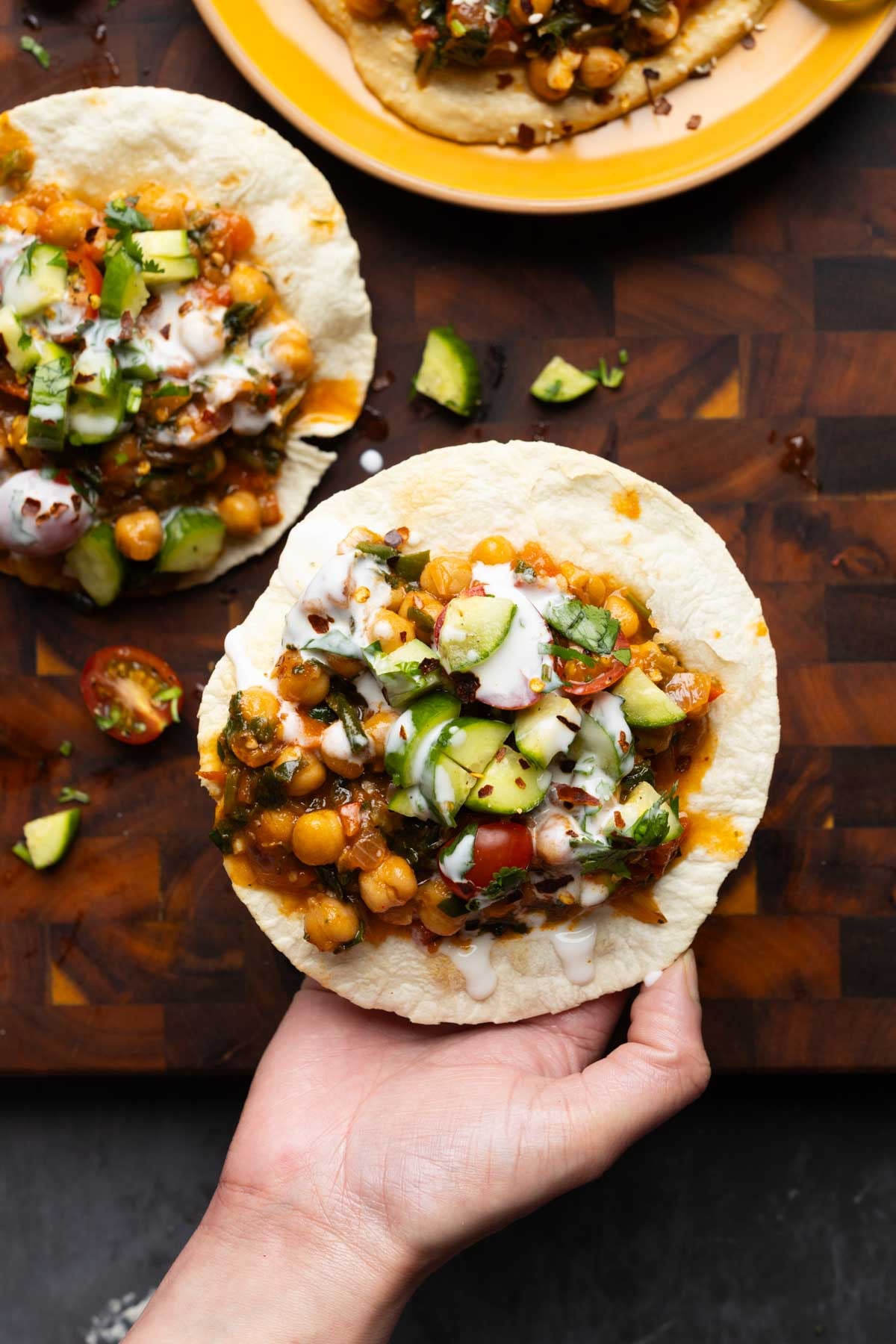 peri-peri chickpeas in a wrap