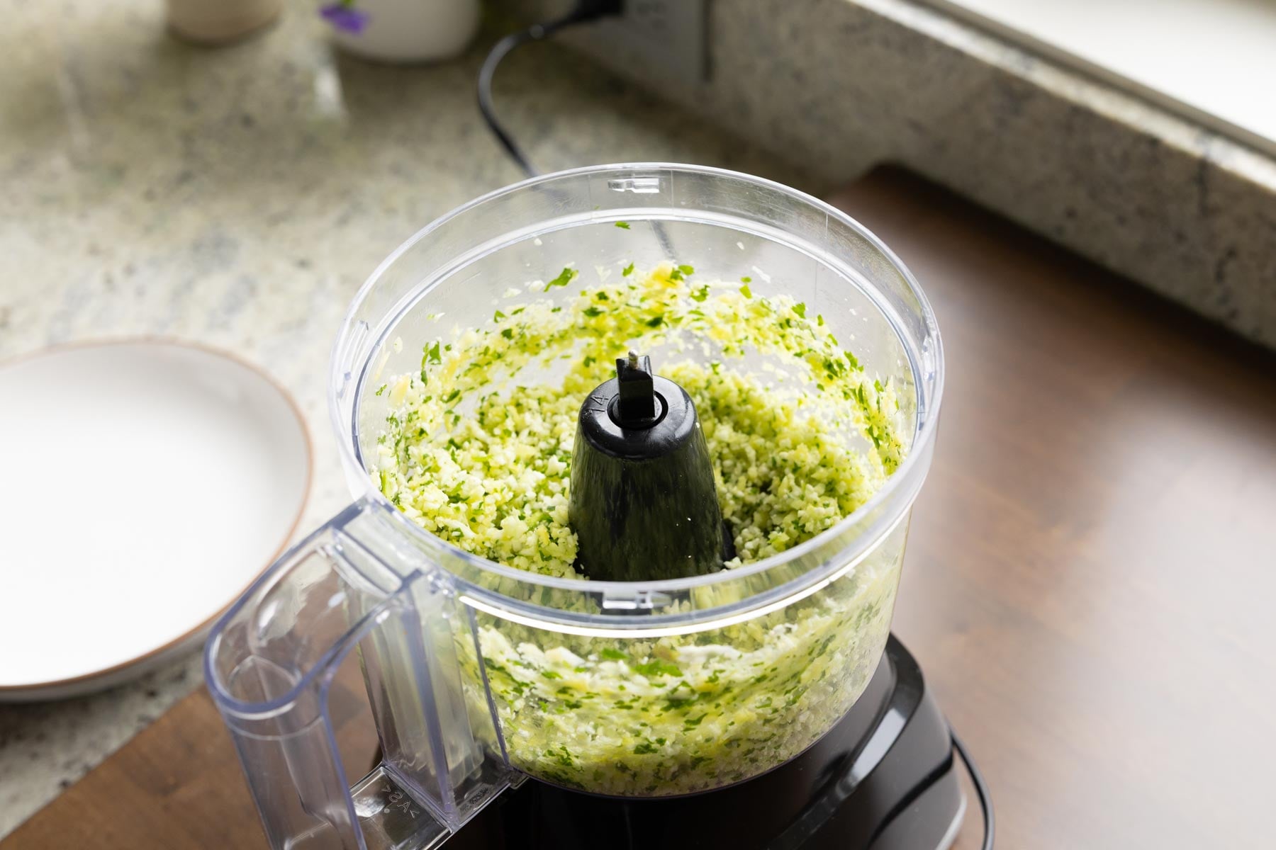 veggies in the food processor, after running it