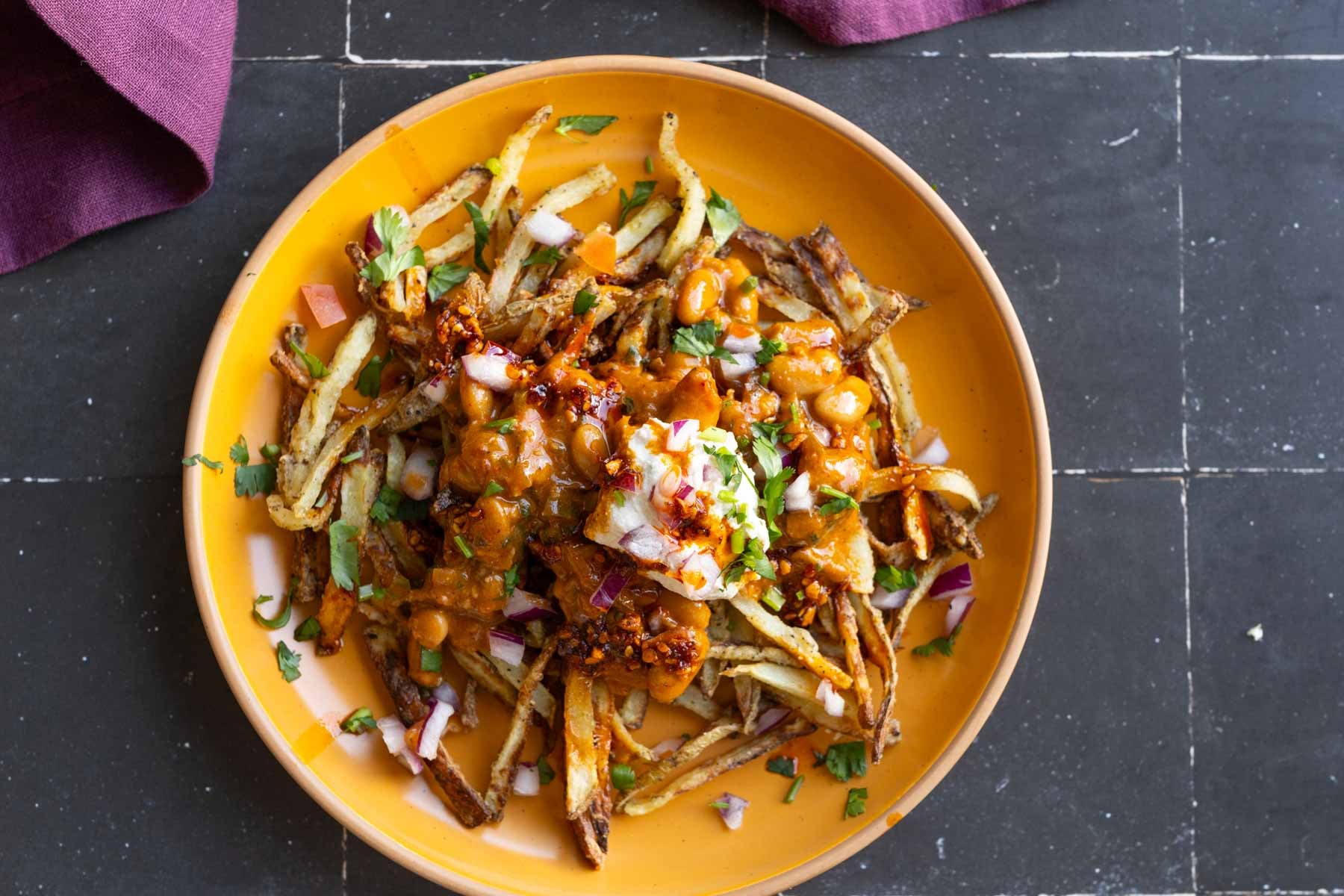 chili fries made with the chili garlic beans