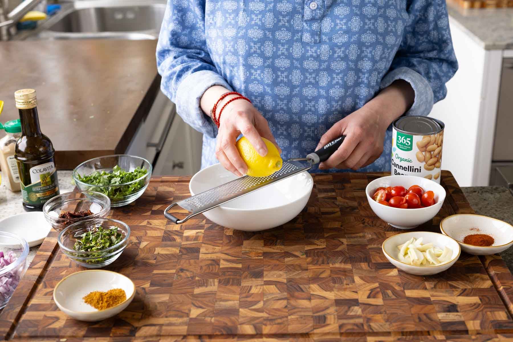 zesting the lemon
