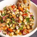 marinated white bean salad with bread to dip