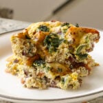whipped tofu strata on a plate