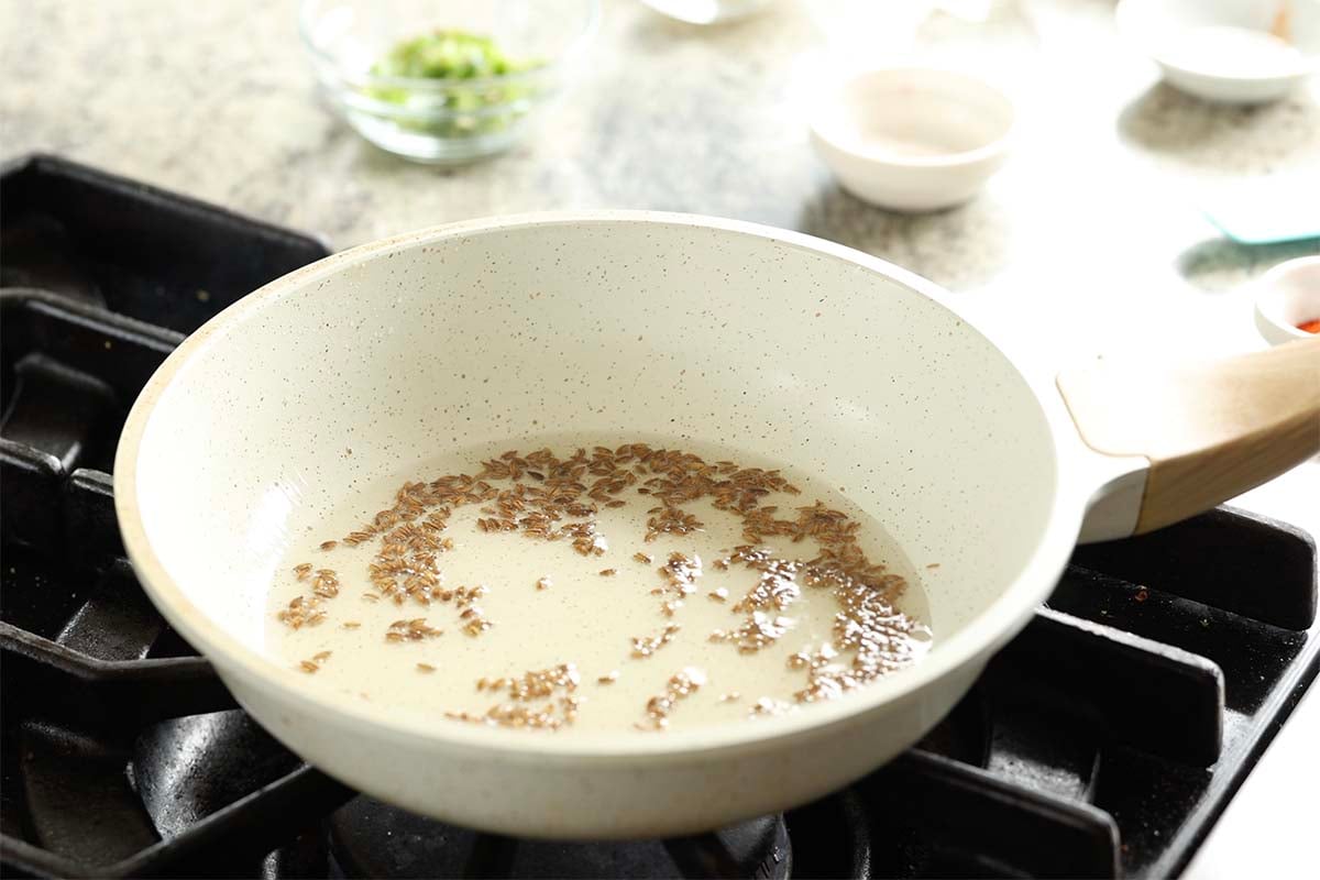 toasted cumin seeds in the pan