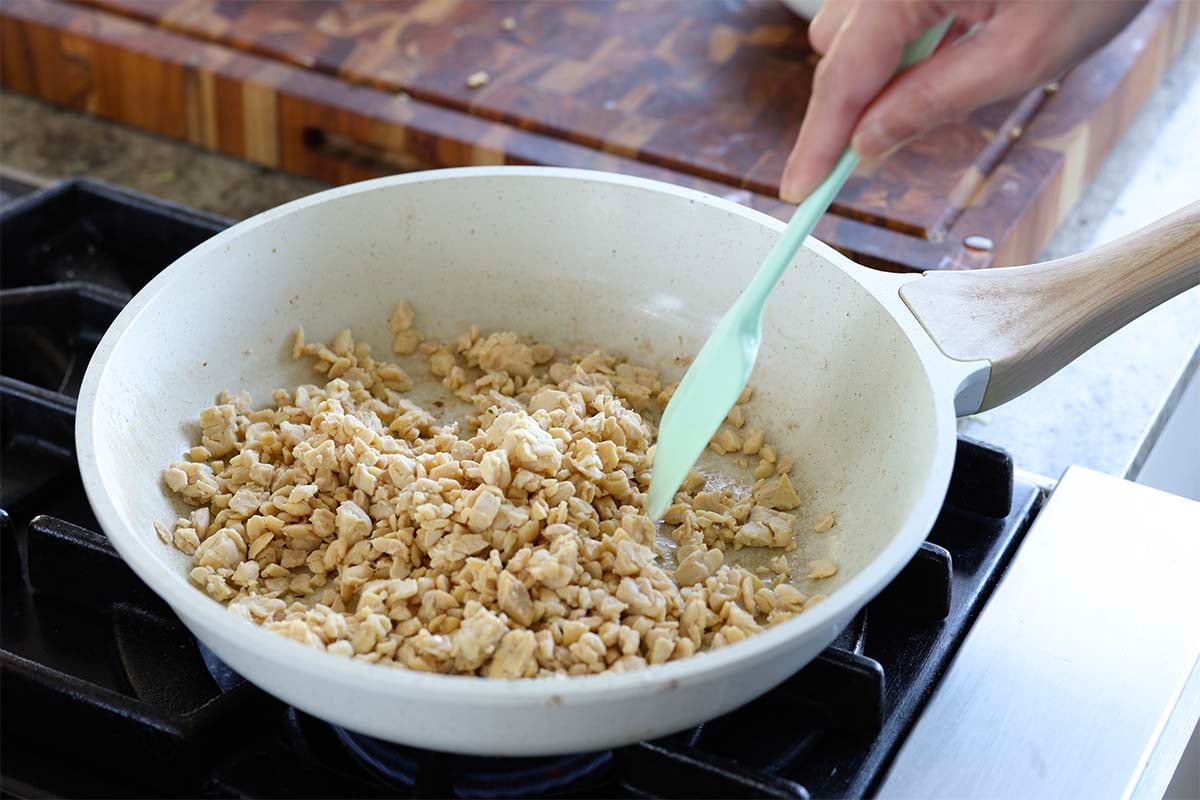 adding temped to the pan