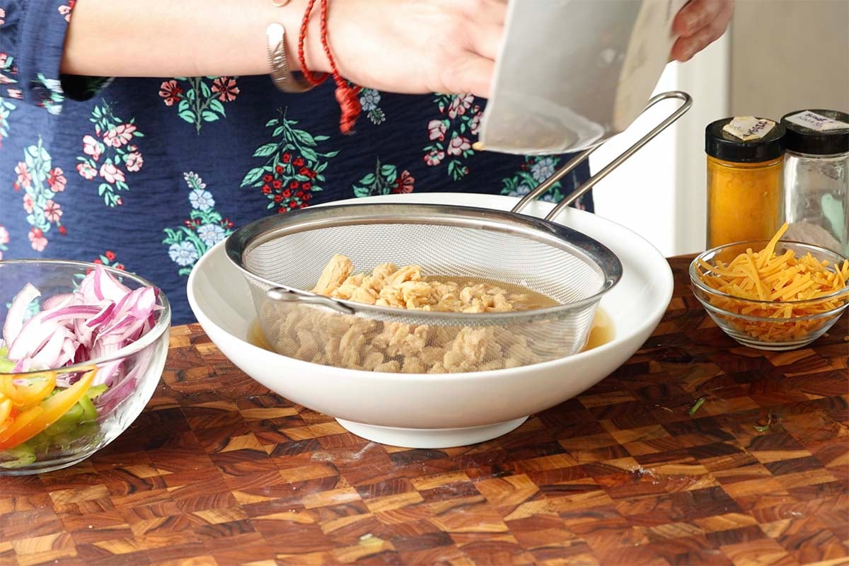 draining the soy curls