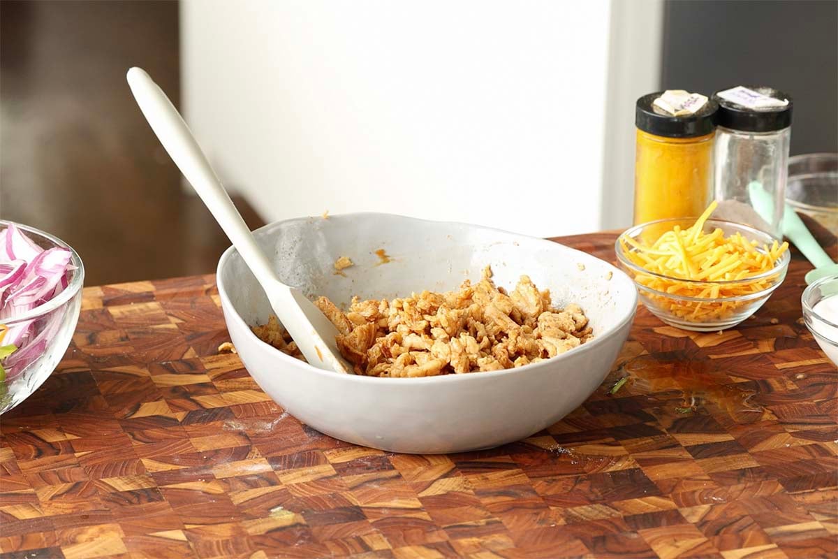 seasoned soy curls in a bowl