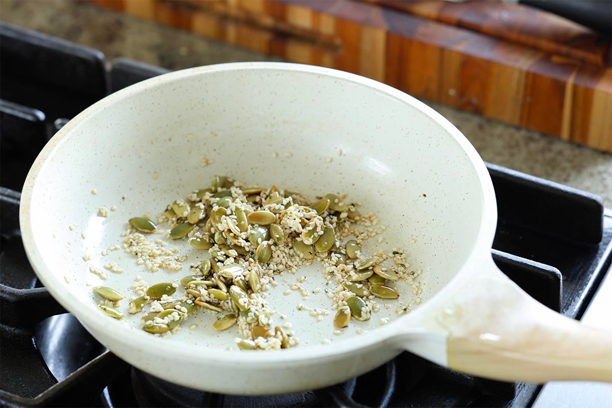 seeds in the pan after roasting