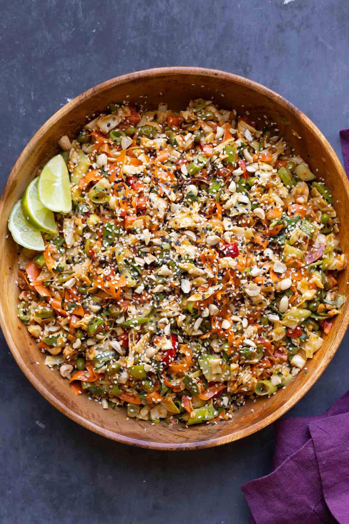gochujang salad in the serving bowl