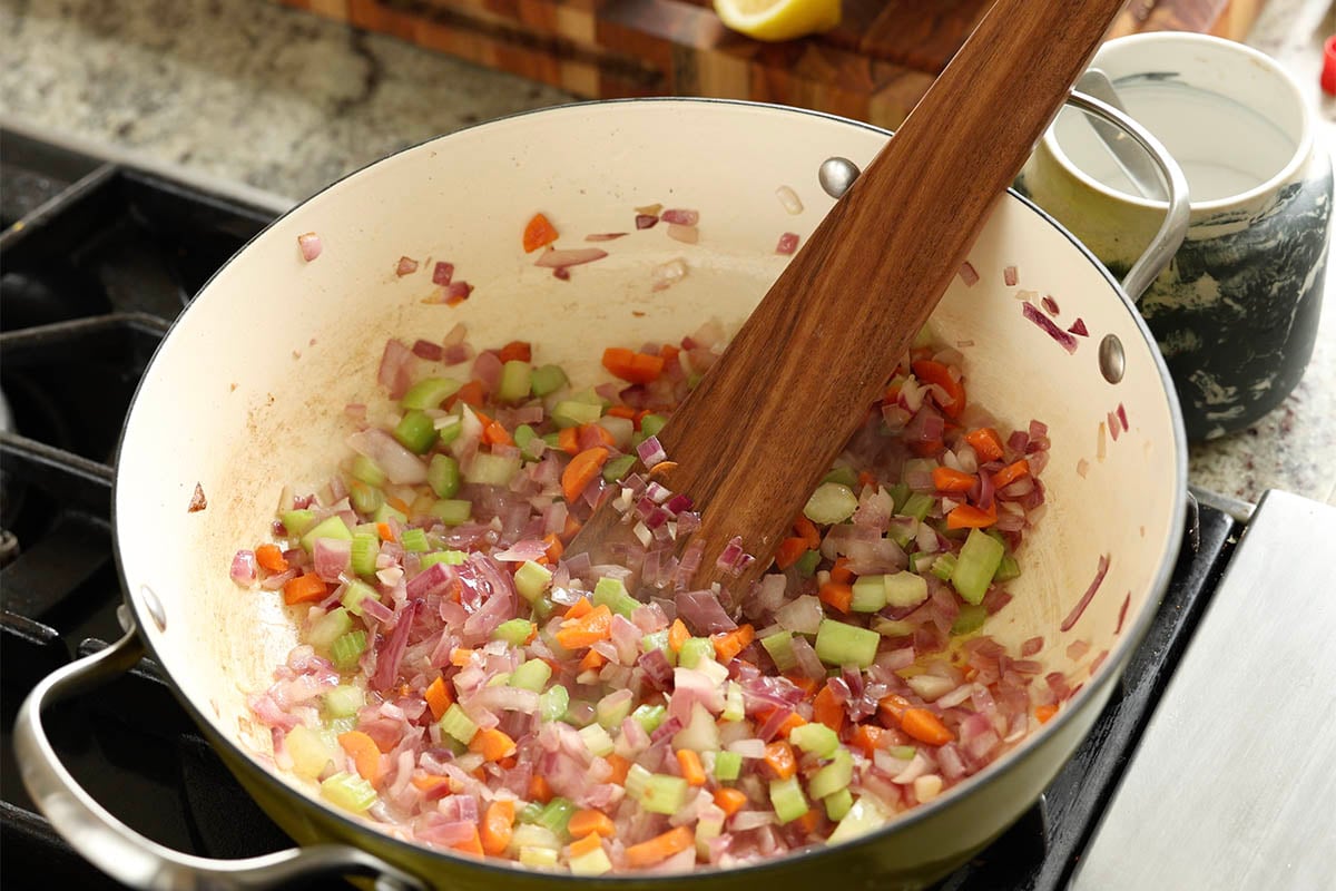 veggies in the pan after cooking