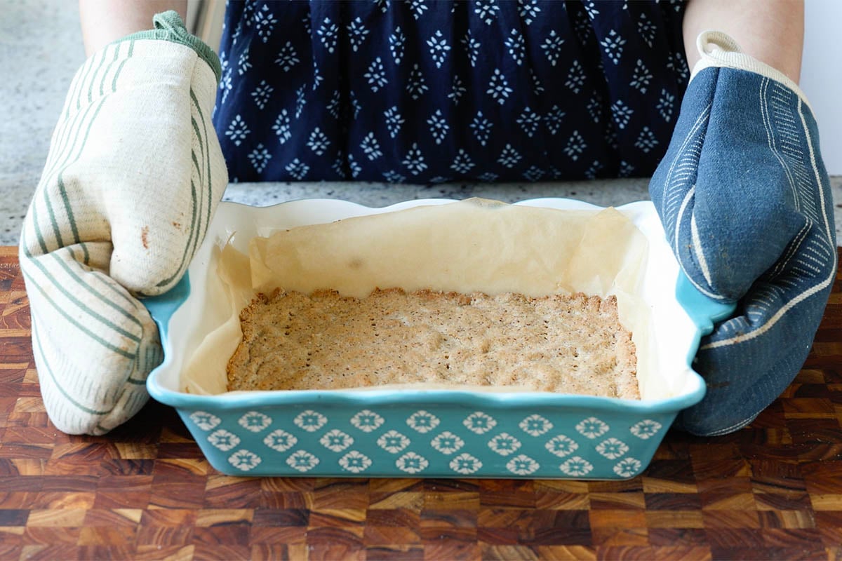 crust dough in the pan after baking