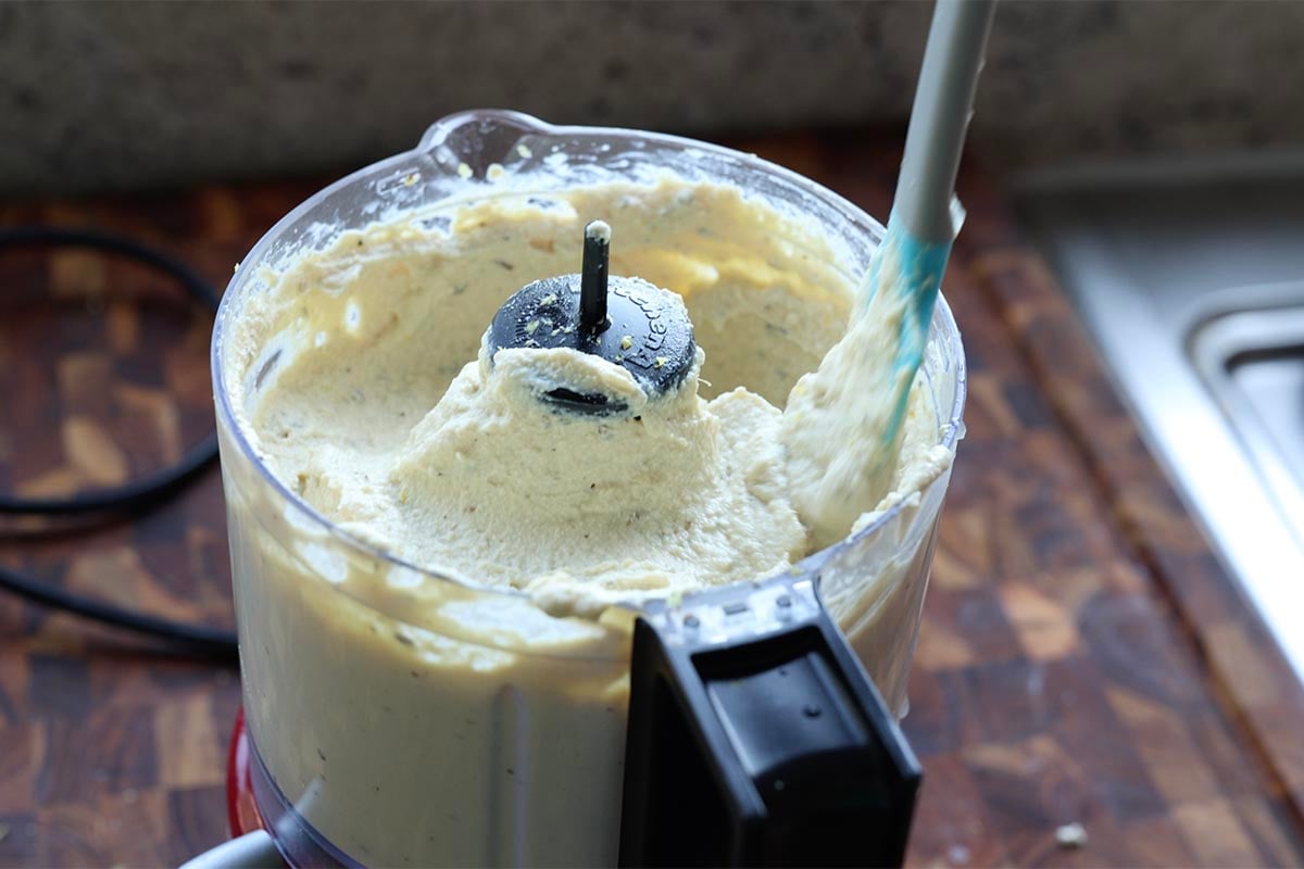 whipped feta in the food processor after running it