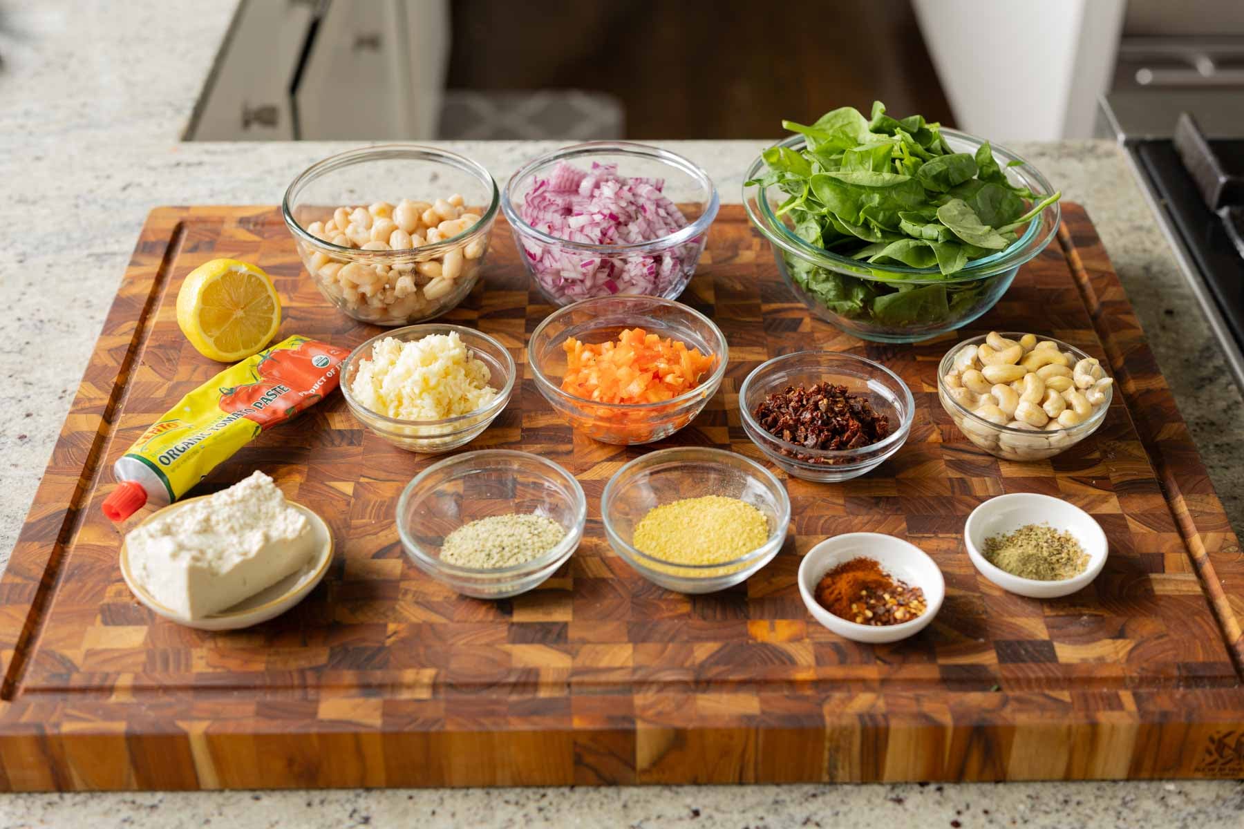 marry me white bean soup ingredients on the kitchen counter